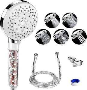 Filtered Shower Head with Handheld | High Pressure & Water Saving Shower Head, 5-Spray Modes for Bathroom & Spa Use | Easy Installation, Ideal for Families/Eco-Conscious Users (Silver)