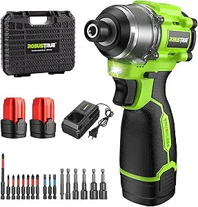 Robustrue 16.8V Max Brushless Impact Driver Kit, 1416 In-lbs Torque, 1/4" Hex Cordless Impact Drill with 2x 2000mAh Batteries, 4100 Max BPM, Power Tool Set for Home Improvement, DIY & Light Automotive