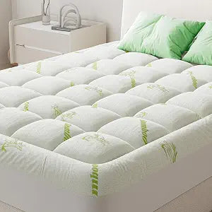 Ultra Soft King Size Mattress Topper - Viscose Made from Bamboo Pillow Top Mattress Pad for Comfort & Support - Naturally Cooling for Hot Sleepers, Green