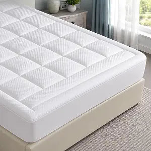 Queen Mattress Pad Pillow Top Protector for Back Pain, 460GSM Down Alt Quilted Topper, 8-21" Deep Pocket, Breathable Quiet Year Round, Oeko-TEX Cert, Washable White 60"80"