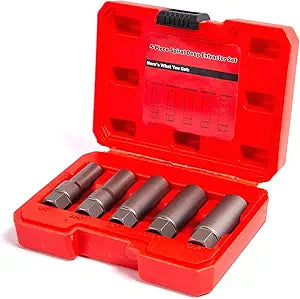 TGHLMH 5 Piece spiral type deep extractor set, for removing deep-set and broken nuts,studs, bolts, fittings, threaded tubes;