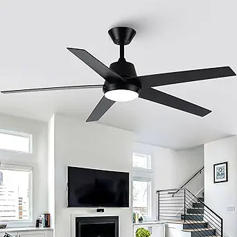 Ceiling Fans with Lights, 52 Inch Modern Ceiling Fan with Remote, Indoor Ceiling Fan for Bedroom, Living Room,High CFM Ceiling Fans with 3CCT Lights Kit, Quiet DC Motor, Timer