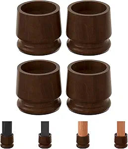 TQVAI Large Bed Risers Heavy Duty, 4" H(Inner 3" H), 2200 LBS Loading Capacity, Anti-Fall Edge, 4 Pack Wooden Bed Lifts Risers with Non-Slip Pads for King Queen Twin Full Bed Frame, Retro Brown