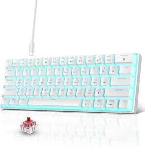 Snpurdiri Portable 60% Mechanical Gaming Keyboard (White,Red Switches)