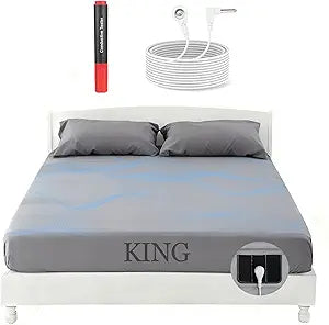 88% Cotton & Silver Fiber Grounding Sheets King (Gray, 75.2x80x15) | Earthing Fitted Sheet with Ground Connection Cord and Test Pen for Better Sleep,Pain Relief