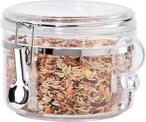 OGGI Clear Canister Airtight 28oz - Clamp Lid & Spoon - Airtight Food Storage Containers, Ideal for Kitchen & Pantry Storage of Bulk, Dry Food Including Flour, Sugar, Coffee, Rice, Tea, Spices & Herbs