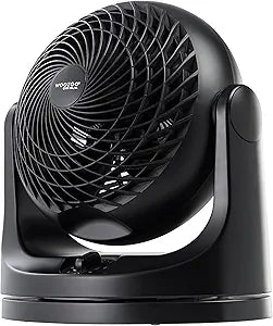 IRIS USA WOOZOO Desk Fan, Oscillating Air Circulator, 3 Speeds, 36ft Max Air Distance, 244ft┬▓ Coverage, 112┬░ Adjustable Vertical Tilt, 29db Quiet Motor, Small Fan for Bedroom, Office, Dorm, Black