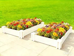 48" x 26" x 7" Vinyl Raised Garden Bed Screwless Outdoor Planter Box for Gardening (2 Pack)