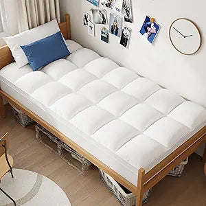 ELEMUSE Twin XL Mattress Topper for Dorm Bed, College Dorm Room Essentials for Girls&Guys, Soft Comfortable Bed Upgrade for Back to School, Apartment&Rental Use