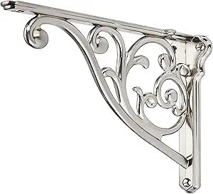 Ornate Decorative Shelf Brackets 10 inch Small Wall Mounted Shelving Bracket 4 Pack Brushed Nickel Vintage Shelf Bracket Victorian Wall Bracket (4 Brushed Nickel)
