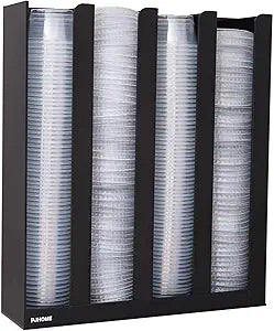 PJHOME Portion Sauce Cup Lid Organizer 4 Compartments Plastic Sauce Cup Holder for Counter Wall Mount Disposable Cup and Lid Storage Restaurant Supplies