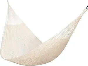 PNAEUT Handwoven Mayan Hammocks, Double Rope Hammock for Outdoor Outside & Indoor, Thick Soft 600 lbs Capacity Heavy-Duty, Includes Tree Straps, Carabiners & Carrying Bag (Nature, X-Large)