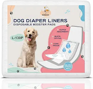 Dog Diapers Liners Large, 130 Ct, Super Absorbent Diaper Pads for Male and Female, Hook-and-Loop Tape Design Design, Super-fit & No Shifting, for Dog Period Diapers Belly Bands