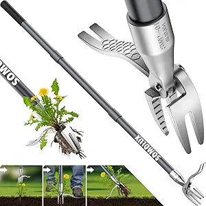 SOMOLUX 52'' Weed Puller Stand-up Weeder Weeding Tool for Gardening Heavy-duty Stainless Steel Claw with Long Metal Handle Weed Remove Tool for Lawn/Yard and Garden without Bending or Kneeling