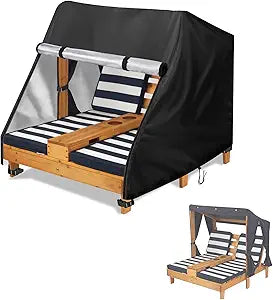 Outdoor Chaise Lounge Cover for KidKraft Wooden Double Chaise Lounge, Waterproof Patio Furniture Covers for Lounge Chair - 34"L x 37"W x 34"H(Cover Only)