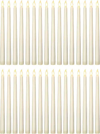 Treela 36 Pcs Flameless Taper Candle,Ivory White, 0.8x11, Smooth