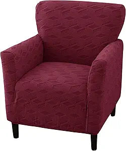 Stretch Modern Banquet Armchair Slipcover 1-Piece Accent Chair Covers with Arms Soft Chair Slipcovers for Living Room Armchair Furniture Protector Office Reception Reading Sofa (Wine red)
