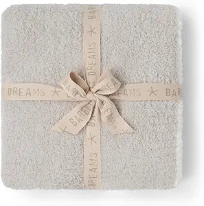 Barefoot Dreams CozyChic Contrast Tip Blanket, Silver-Pearl, 45"x60"
