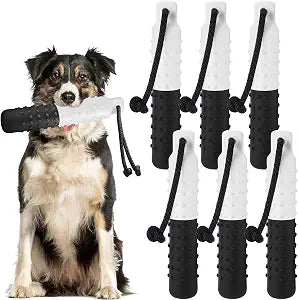 Blueweenly 6 Pcs Dog Bumper Toy for Water Retrieving Plastic Puppy Training Dummy Dog Float Toy Lightweight for Float on The Water Pool Outdoor Training Hunting Fetching (Black and White)