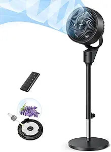 DREO Fan for Bedroom, 80┬░ Oscillating Standing Fan, 20dB Quiet, 80ft Pedestal Fans for Home Office, 90┬░ Manual Vertical, 3 Speeds, Remote, 34-41" Adjustable Height, Air Circulator