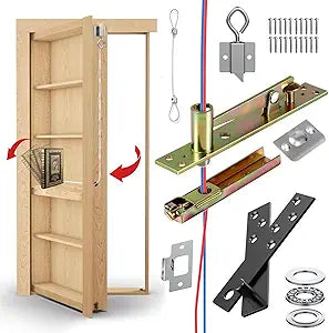 Hidden Hinge for Door, Door Pivot Hinges,Concealed and Hidden Hinges with Capable of Passing Wire for Hidden Door Bookcase and Secret Door,Murphy Bookshelf (Tread Type)