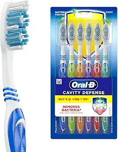 Oral-B Cavity Defense Bacteria Fighter Manual Toothbrush for Men, Women, Adults ��� 6 Pieces, Soft