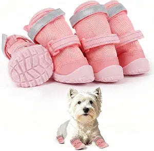 Breathable Hot Pavement Dog Shoes for Small & Medium Dogs(Pink, 3# | Adjustable Double Strap and Non-Slip Dog Boots Paw Protectors for Walking Running Hiking, Soft Comfortable Safe Easy to Wear