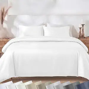 California Design Den 3-Piece King Duvet Cover Set - 400 Thread Count, 100% Cotton Sateen, Soft Duvet Cover King Size Set, Button Closures, Corner Ties, Durable Bedding - Antique White