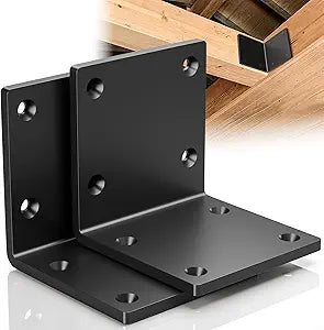 6" X 6" X 5" Heavy Duty Steel L Angle Bracket for Wood, Large 90 Degree Corner Shelf Support Bracket, 6x6 Post to Beam Connector, Thickness 1/4"(6mm), Max Load 300lbs-2 Pcs