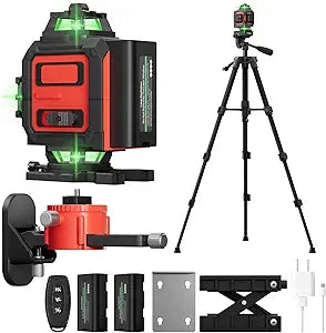 Laser Level, 4D 16 Lines 4x360Self-Leveling Green Beam with Tripod & Remote, Cross Line Construction Tool for Flooring, Renovation and Home Projects