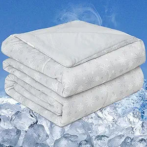 OIGAE Cooling Comforter, Japanese Q-Max 0.45 Double Sided Cooling Blankets for Hot Sleepers & Night Sweats, Lightweight Breathable Summer Quilts for Bed, Travel, Camping, Grey, Queen 90" x 90"