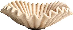 Large Decorative Handmade Bowl Decor , Modern Home Decoration, Fan Shaped Bowl, Ruffle Decor, Stylish Key Bowl for Entry Table, Decorative Fruit Bowl for Kitchen Counter, Artificial Stone Beige