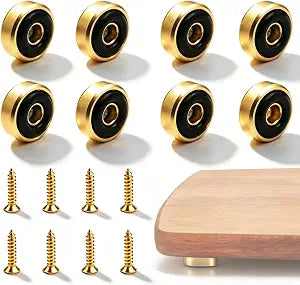 8 Pieces Brass Cutting Board Feet with Non Slip Pads, Gold Cutting Board Feet with Silicone Rubber Pads and Screws Kit for Kitchen Furniture Chair Cabinet Electronics