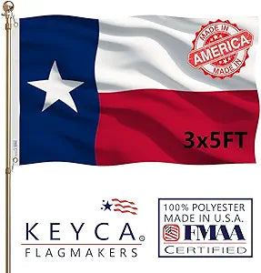 Texas State Flag 3x5 FT Made in The USA- Heavy Duty Vibrant Colors Double Sided Texas TX Flag with 2 Brass Grommets for Home/Company/Indoor Outdoor Decoration