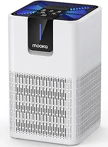 Air Purifiers for Home Large Room 1250 Ft┬▓,MOOKA H13 HEPA Air Purifier for Pets Dust Odor Smoke,Aromatherapy Function,Air Cleaner with 15dB Quiet Sleep Mode for Bedroom Office Living Room,M05,White