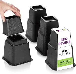 HOLDN��� STORAGE Adjustable Bed Risers and Furniture Risers-Stackable Bed Lift 3, 5, or 8 Inch-Set of 4 Bed Risers-Heavy Duty-Perfect for College Dorms- Supports up to 1,300 lbs���Fits Legs up to 2.75��� W