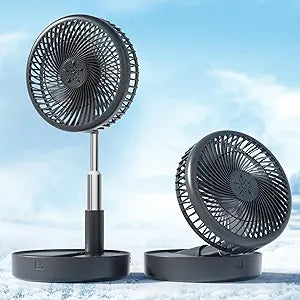 Primevolve Portable Fan,Battery Operated Rechargeable USB Fan with Remote, Foldable Floor Table Desk Pedestal Fan for Bedroom Camping Travel,Black 7.7"