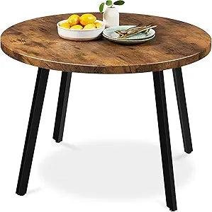 Best Choice Products Round Dining Table w/Steel Legs - Brown