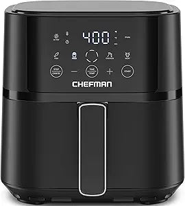 Chefman Air Fryer  4 QT Compact Airfryer for Quick & Easy Meals in Minutes, Features Hi-Fry Technology for Extra Crisp, Touchscreen Controls with 4 Presets, Nonstick & Dishwasher Safe Basket - Black