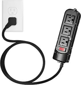 Outdoor Power Strip 15 Ft, IPX4 Waterproof Surge Protector 3 Widely Spaced AC Outlets Extension Cord, 45 Flat Plug, Wall Mountable, 18 Gauge 125V for Garden Patio Camping Christmas Lights-ETL