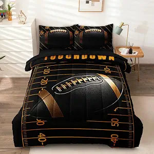 3Pcs Football Full Bedding Set for Boys Teens, Full Size Sports Cool Football Boys Comforter Set