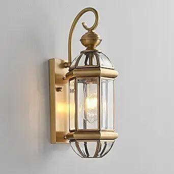 Milaii 17" H Copper Brass Outdoor Wall Light Exterior Lantern Gold Light Fixtures Outside Porch Lights IP65 Waterproof Paito Wall Mount Lighting for House