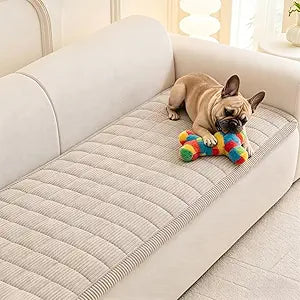 MEETSKY Couch Cover for 3 Cushion Couch Sofa, Sofa Covers for Dogs Washable, Non-Slip Sofa Protector Pet Friendly Dog Mats for Couches Soft Furniture Covers, 27.6" x 82.7", Oatmeal