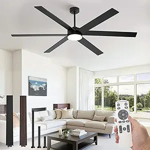 Fanbulous 72 Inch Ceiling Fans with Lights and Remote, Reversible 6 Blades & Dimmable 3-Color Outdoor Ceiling Fans for Patios, DC Motor Large Ceiling Fan for Indoor or Covered Outdoor, Black