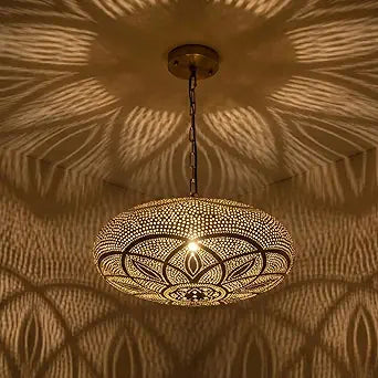 Tujoe 15.8 in Moroccan Ceiling Lamp Simple Moroccan Pendant Light Fixture Hanging Turkish Lamp Farmhouse Hanging Chandelier Light for Dining Kitchen Room Entryway(Modern)