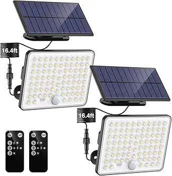 nipify Solar Motion Lights Outdoor, 3 Modes Split Motion Sensor Solar Lights with Remote Control, IP65 Waterproof Powered Outdoor Solar Lights for Outside Yard Garage Garden Porch Patio,2 Pack