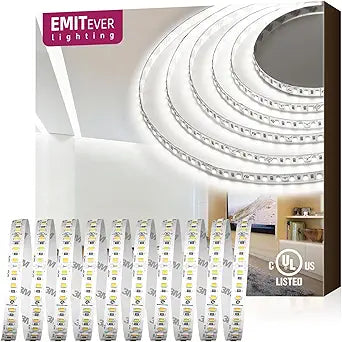 EMITEVER Cool White LED Strip Lights 5000K,UL 24V Tape 16.4ft 600LEDs