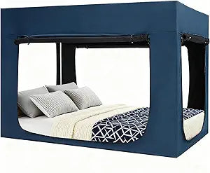 Quinnsus Upgraded Bed Tent Bed Canopy Full Size Tents for Adult and Kids - Portable Sleeping Bed Tents 90% Blackout with 4 Doors Breathable Private Space Tents(Mattress Not Included)