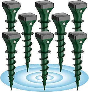 Mole Repellent Solar Powered, 8 Pack Gopher Repellent Ultrasonic for Lawns, IP65 Waterproof Mole Deterrent for Yard, Outdoor Pest Control for Groundhog, Vole, Armadillo, Chipmunk, Snake