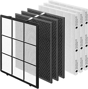 SAKEGDY 116130 Replacement Filter H fit for Winix 5500-2 Air Cleaner Purifier and Winix AM80, Package Contain 1 Washable Pre-Filter+3 Premium Filter+3 Activated Carbon Filter Combo Pack